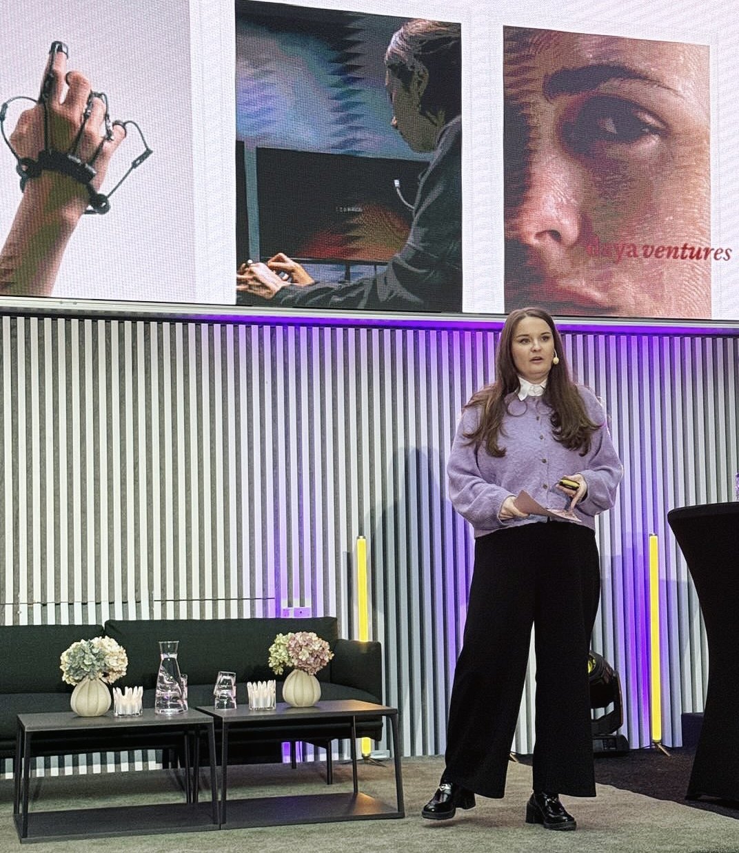 Malin Frithiofsson speaking on stage